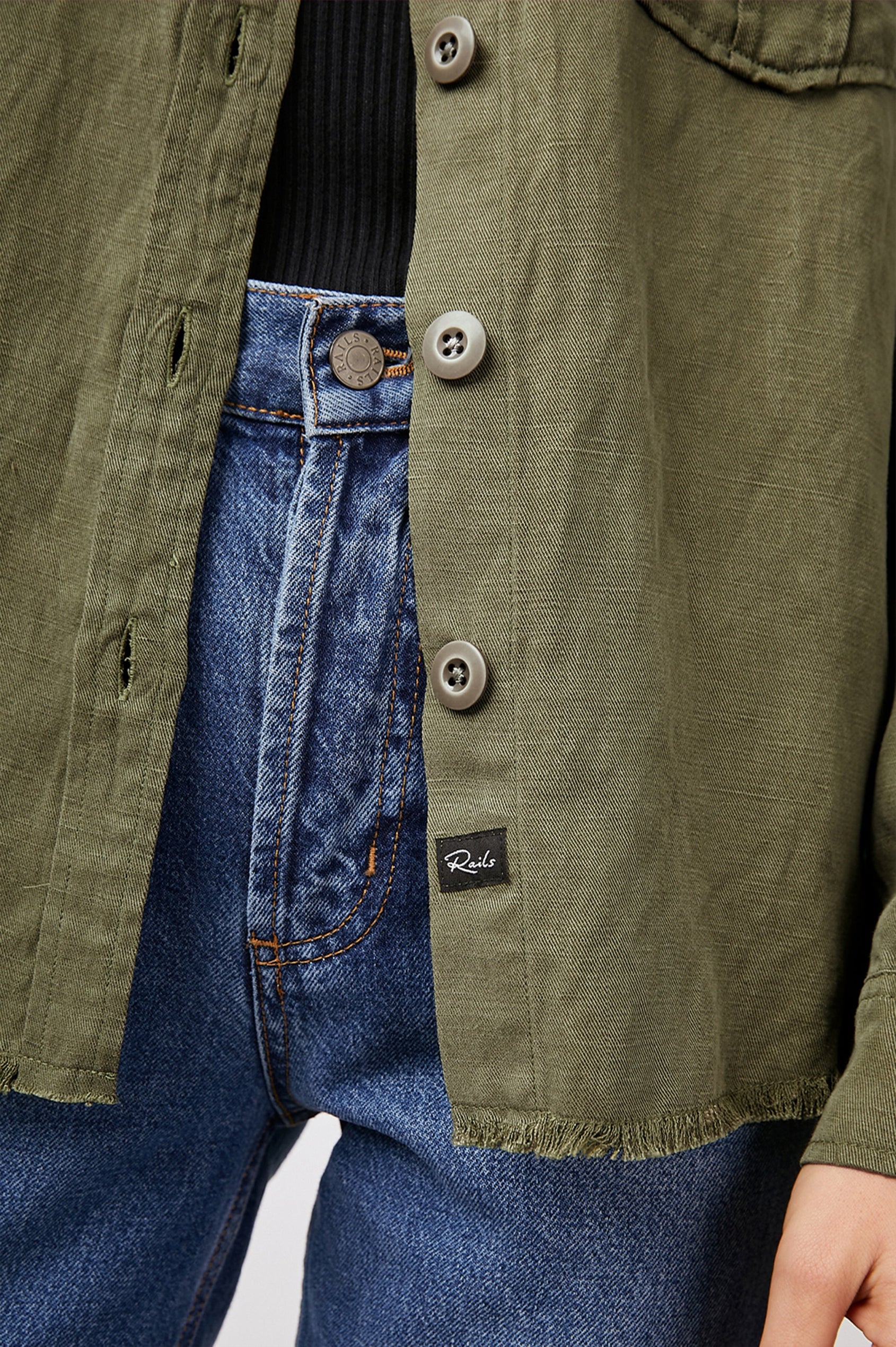 LOREN-OLIVE-BLACK-MILITARY-SATIN-PATCHES-BOTTOM DETAIL