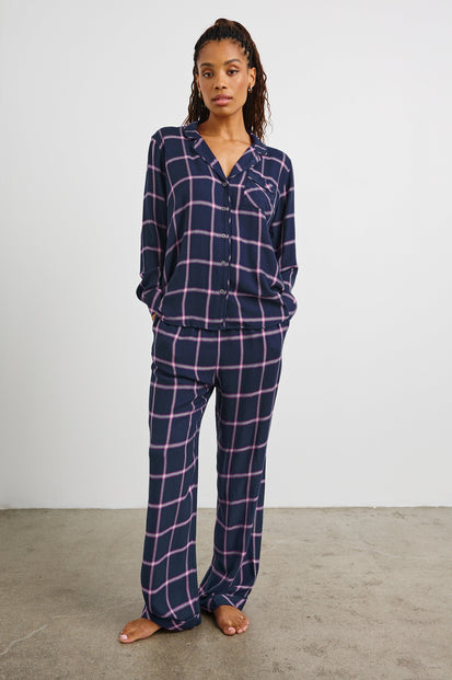 LUNA-PAJAMA-SET-NAVY-MAGENTA-FULL FRONT BODY