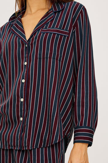 LUNA PAJAMA SET - NAVY OXBLOOD STRIPE