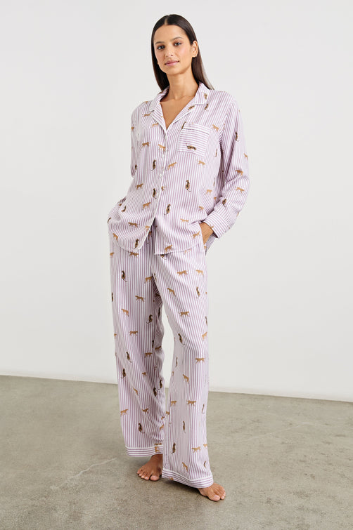 LUNA-PAJAMA-SET-ROSE-STRIPE-CATS-FULL FRONT BODY