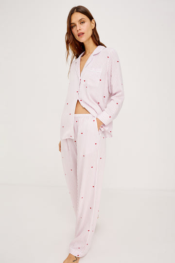 LUNA PAJAMA SET - ROSE STRIPE HEARTS