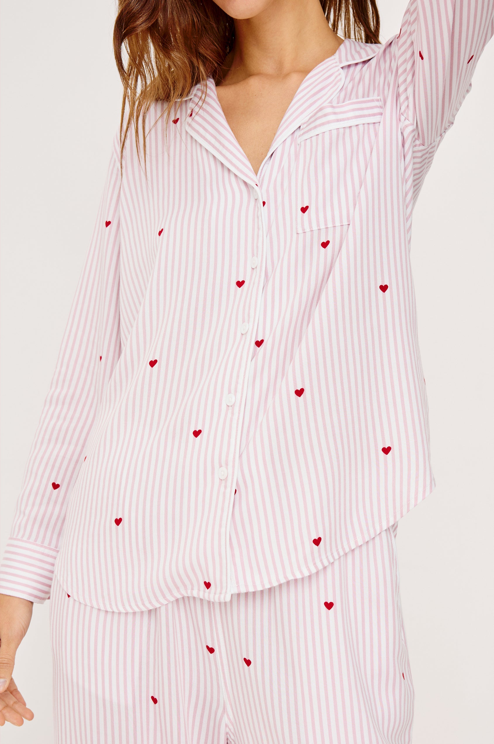 LUNA PAJAMA SET - ROSE STRIPE HEARTS