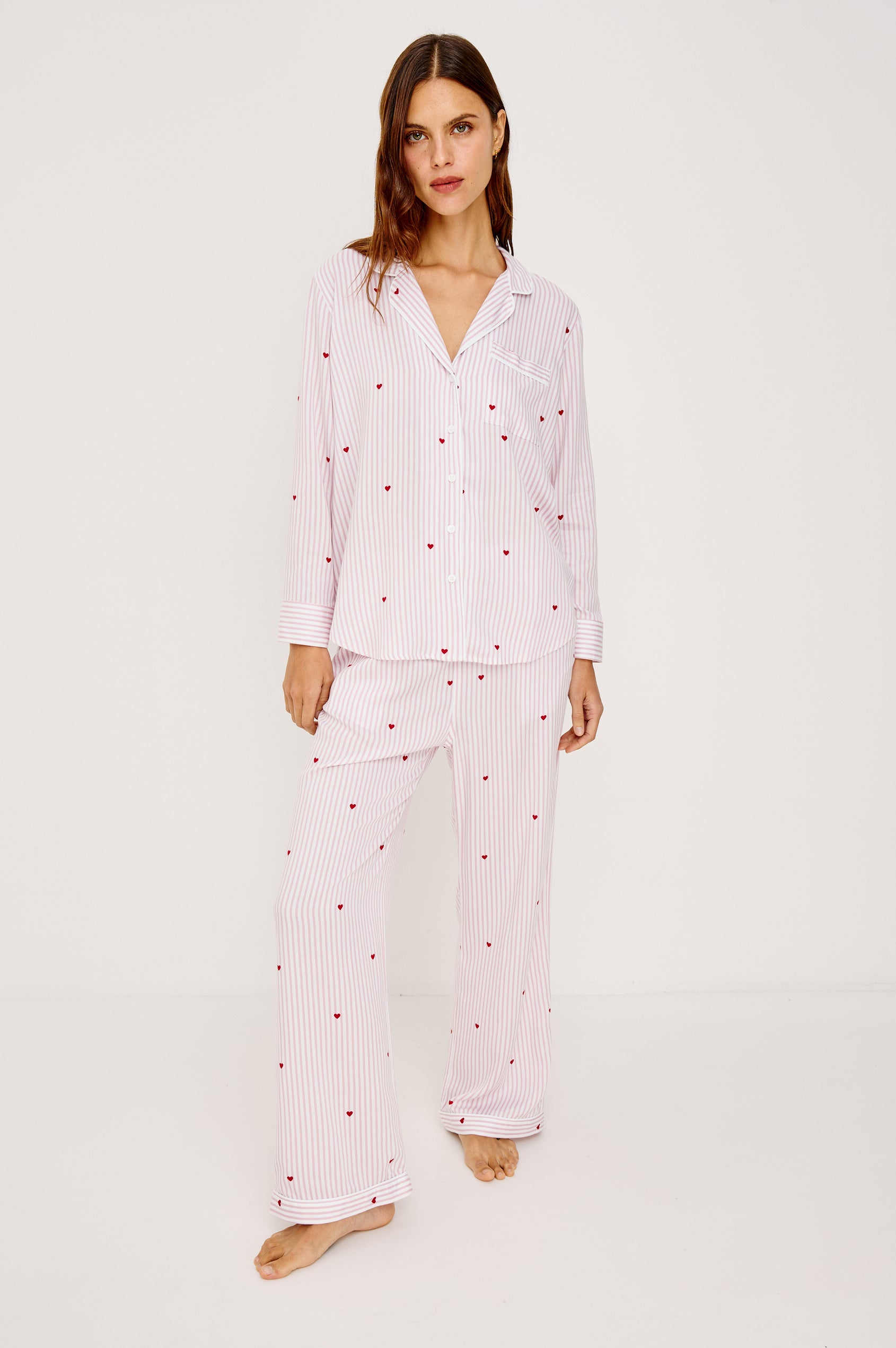 LUNA PAJAMA SET - ROSE STRIPE HEARTS