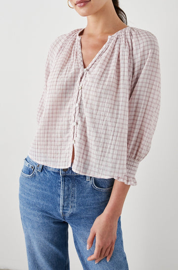 MARIAH TOP SOFT ROSE CHECK - FRONT