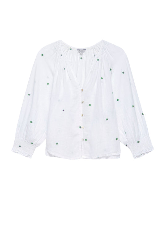 MARIAH TOP - GREEN DAISY EMBROIDERY