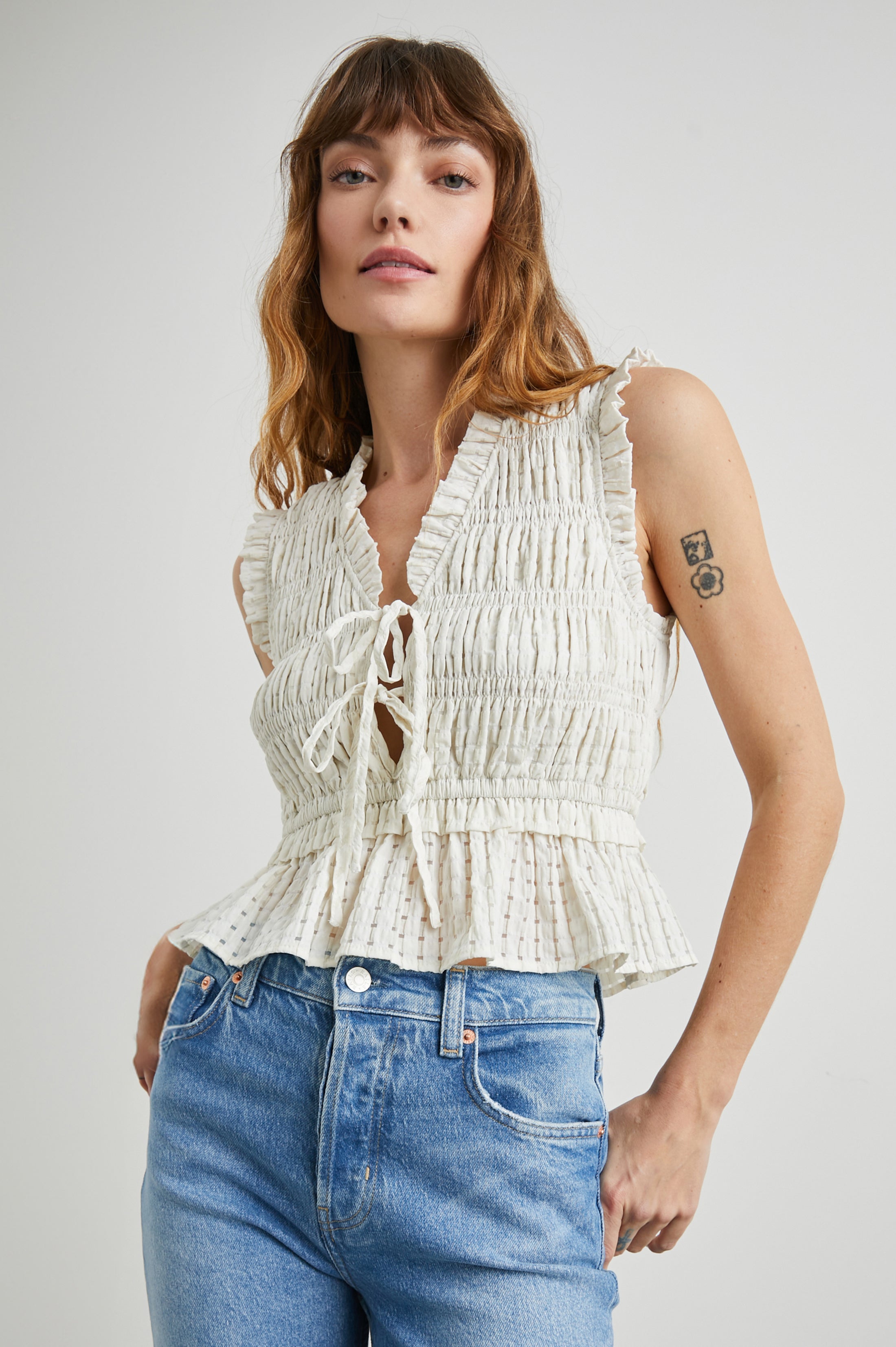 RAILS Martine Seersucker Top in Ivory