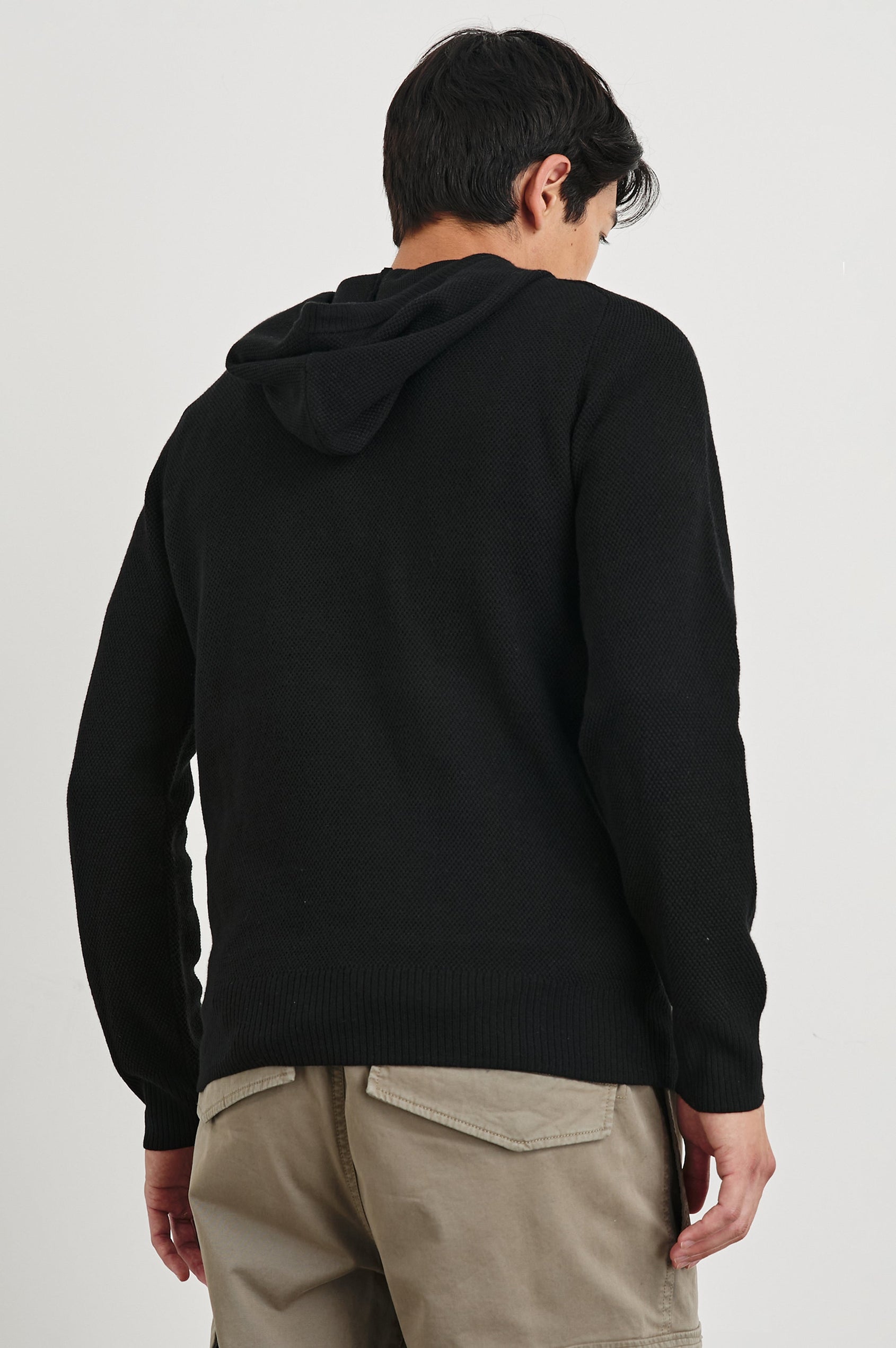 Matador Hoodie with Drawstring ties and a Kangaroo Pocket in Grey Heather Colorway - Back View Featured on Model