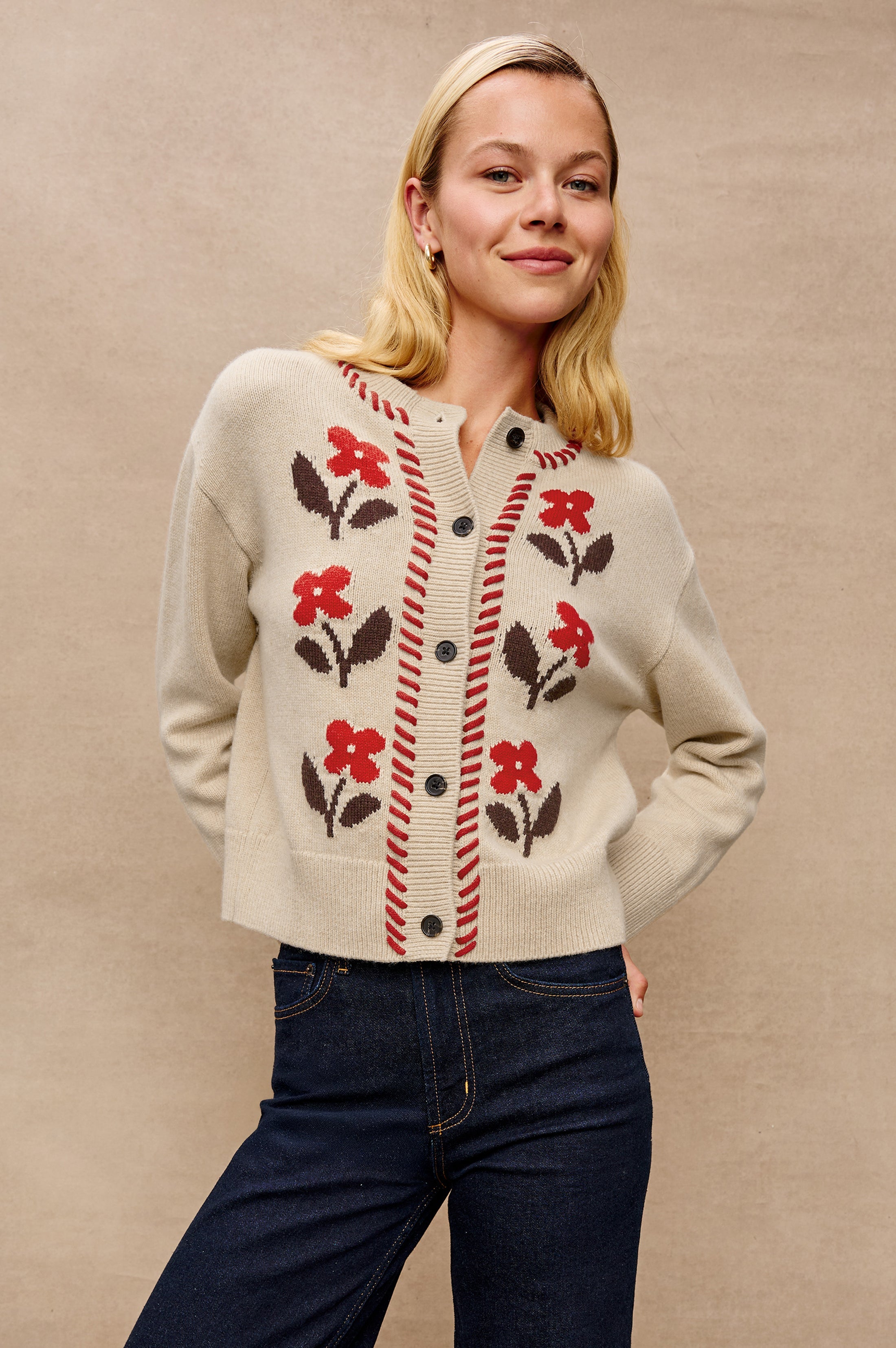 トップス Andmary Rosie flower knit tops ANDMARY】Rosie flower knit tops