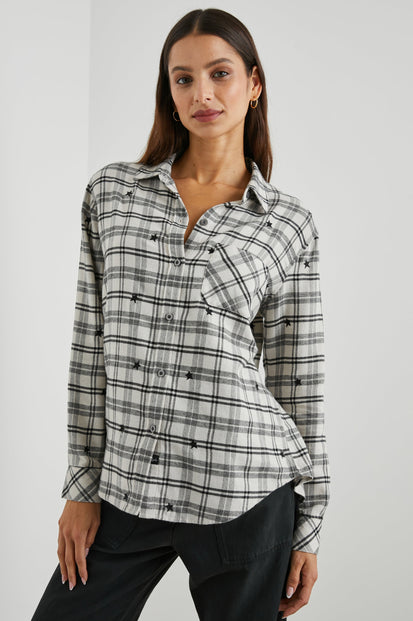 MILO SHIRT IVORY CHECK STARS - FRONT UNTUCKED