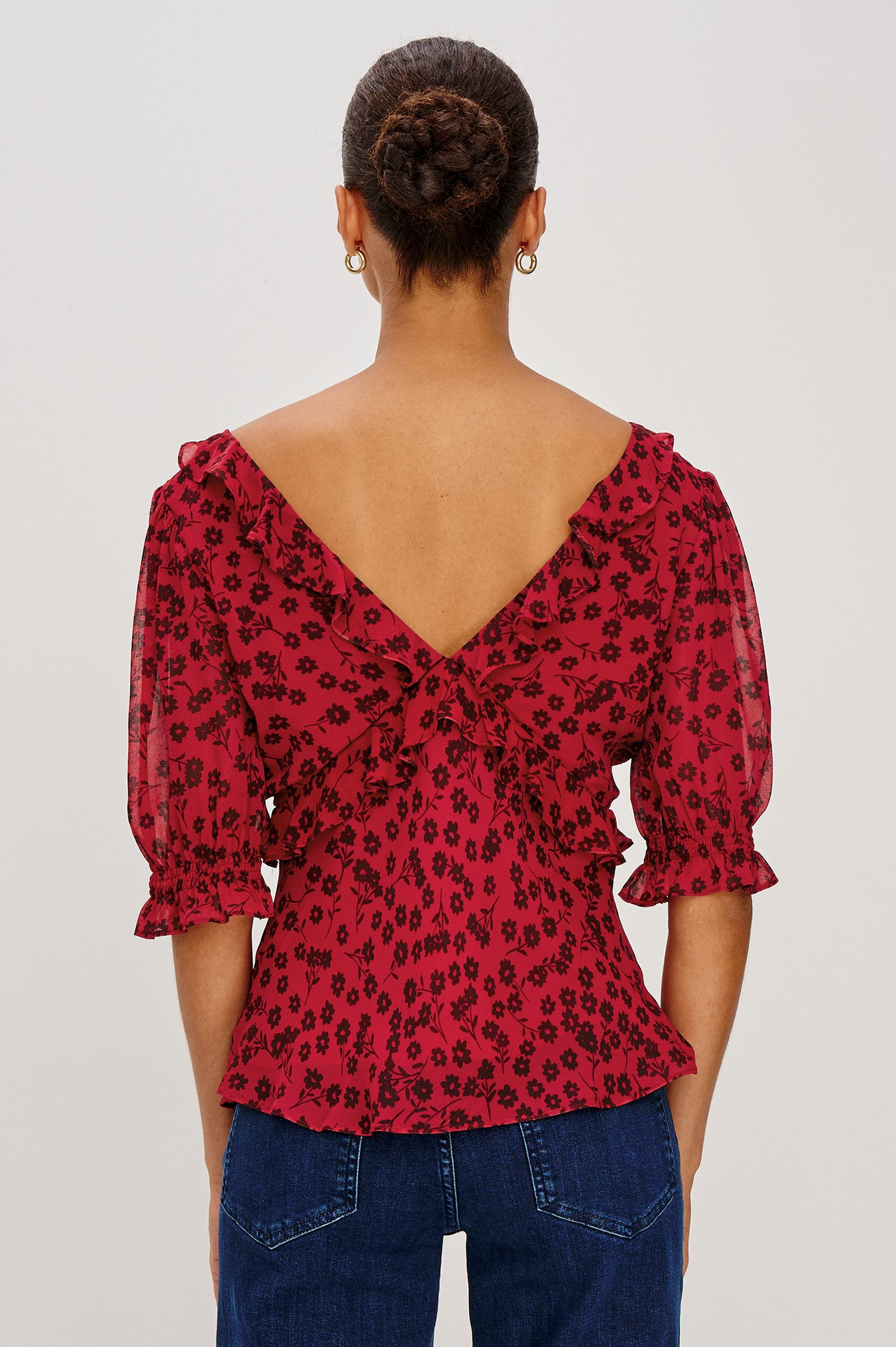 MIRAMAR TOP - CARMINE DAISIES