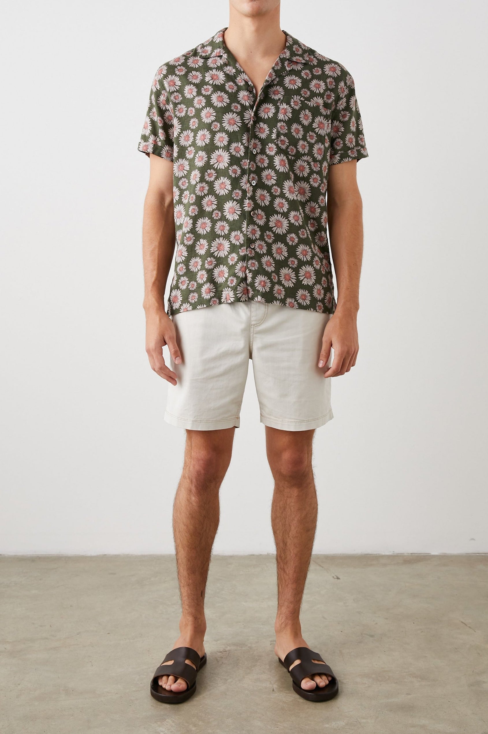 MORENO SHIRT MAYA PRINT OLIVE - FULL FRONT BODY