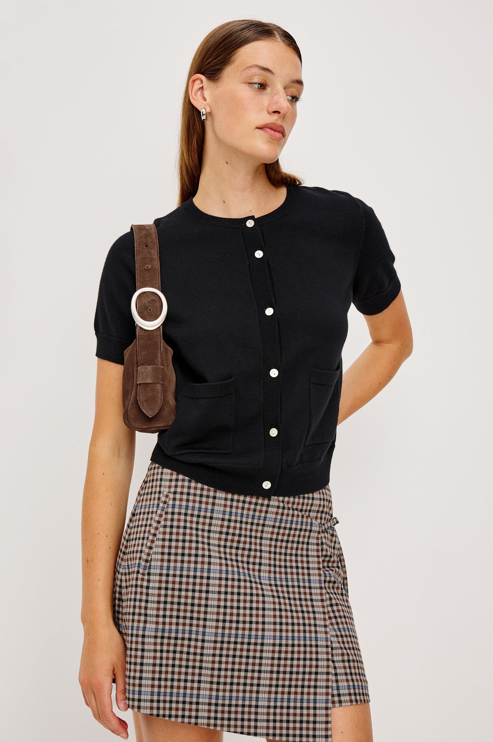 NIAL SKIRT - MOCHA CHECK