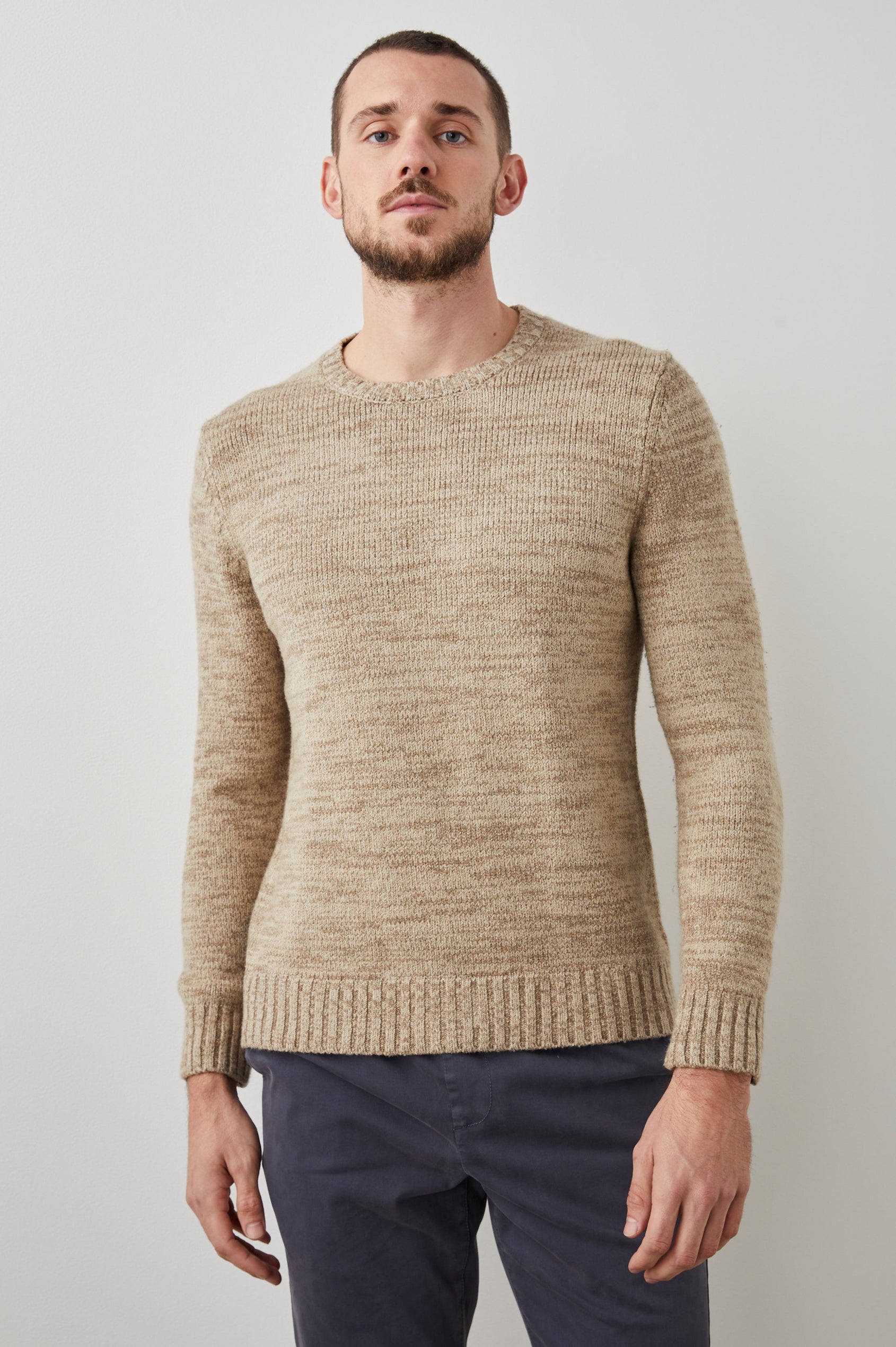 ORRIN TOASTED BARLEY SWEATER - FRONT HALF BODY