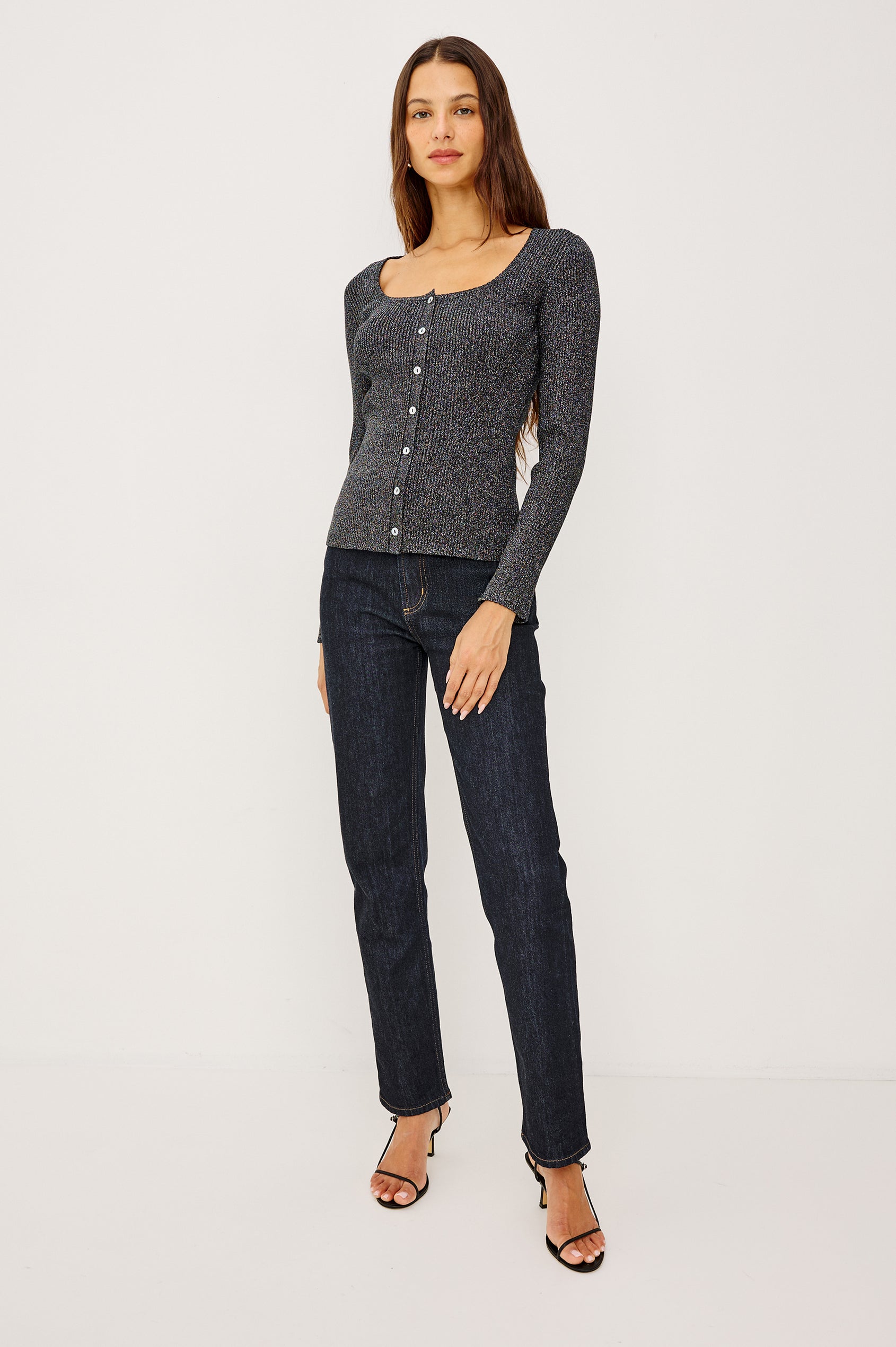 PAULINA SWEATER - GUNMETAL LUREX