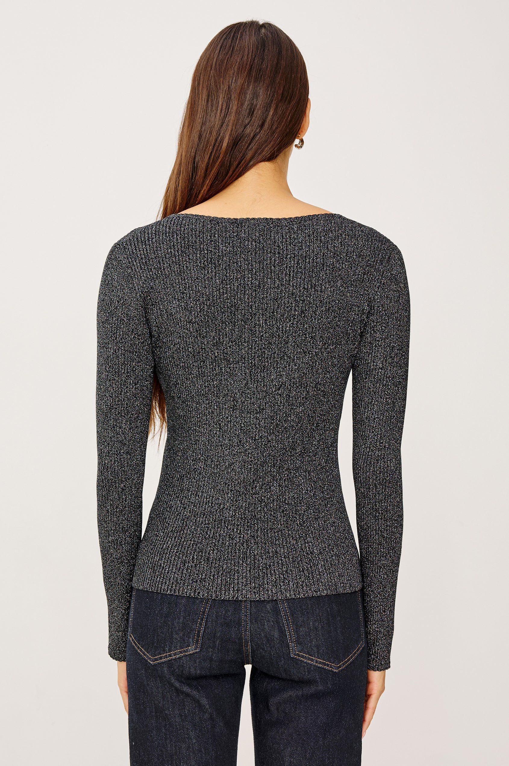 PAULINA SWEATER - GUNMETAL LUREX
