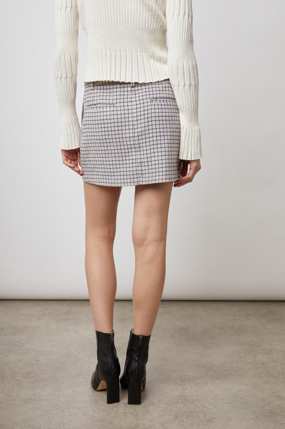 PRIM LILAC NAVY MINI CHECK SKIRT-BACK