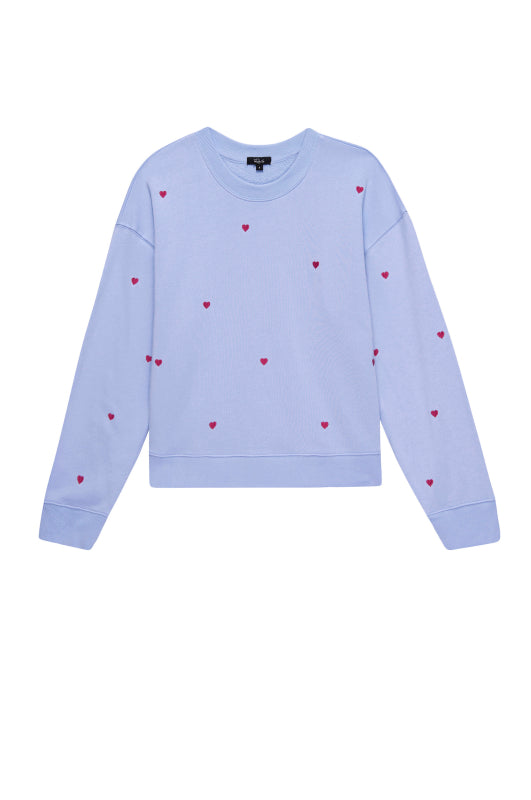 RAMONA SWEATSHIRT - PINK PERIWINKLE HEARTS EMBROIDERY – Rails