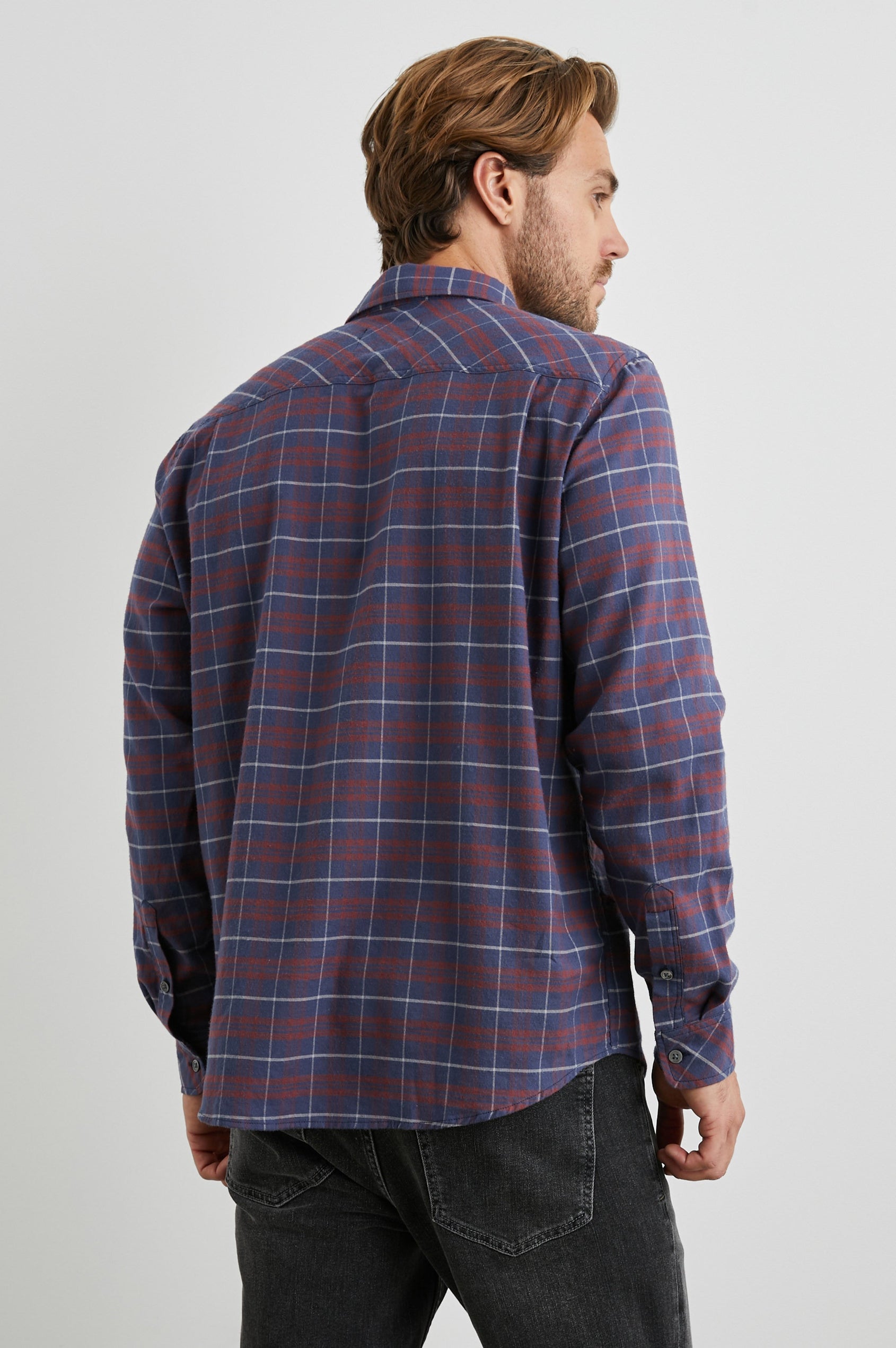 REID SHIRT DEEP BLUE CRIMSON MELANGE - BACK BOD