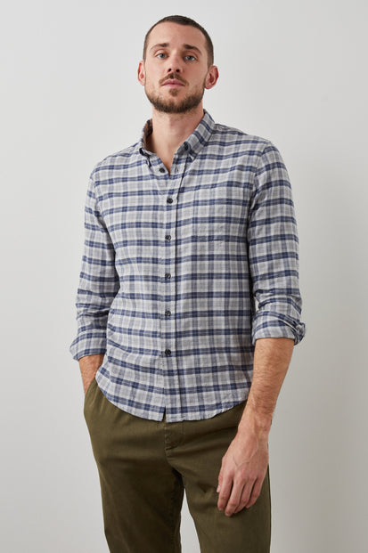 REID FADED NAVY MELANGE SHIRT - FRONT