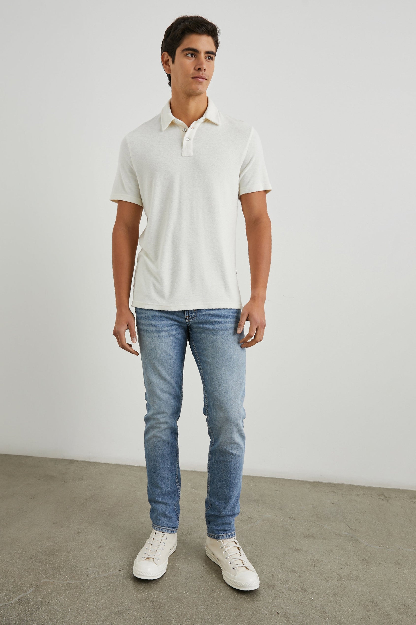 RHEN POLO SHIRT - TERRY PEARL - FULL BODY