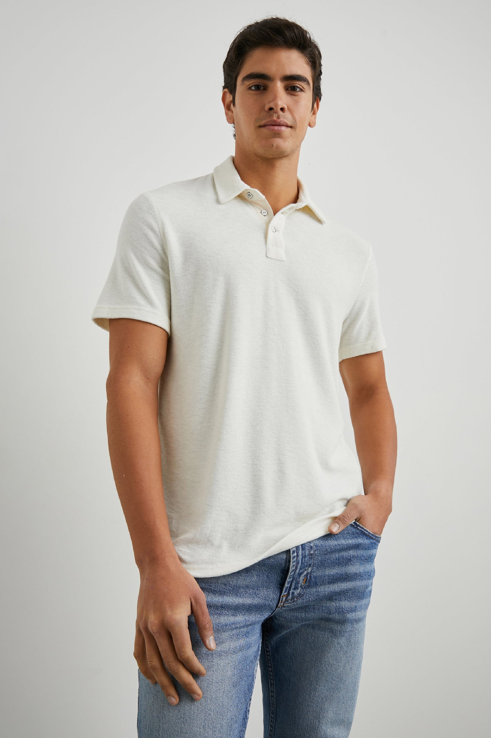 RHEN POLO SHIRT - TERRY PEARL - SIDE BODY