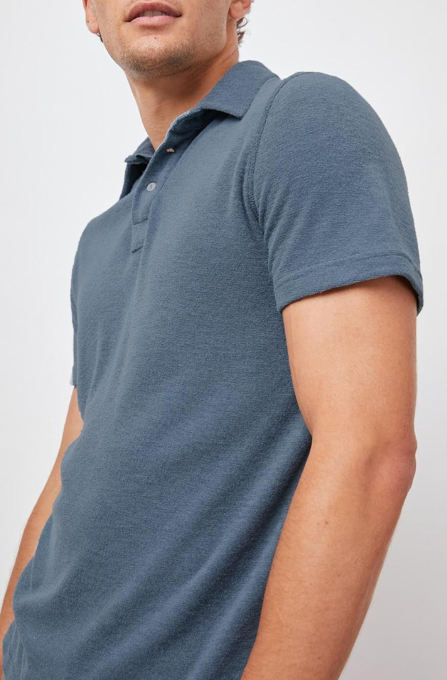 RHEN BLUE MIRAGE SHORT SLEEVE POLO-SIDE ANGLE