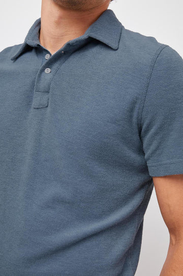 RHEN BLUE MIRAGE SHORT SLEEVE POLO-DETAIL