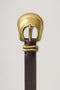 Rodeo Belt with a Brown Leather Belt with Belt Loop and a Chunky Gold-Toned Buckle in Brown Gold Colorway - Front View Featured on Model