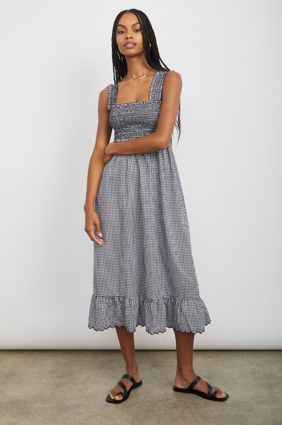 RUMI BLACK MINI GINGHAM DRESS