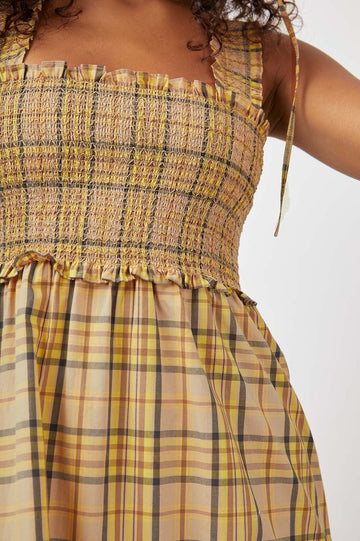 RUMI SUNFLOWER PLAID DRESS- DETAIL