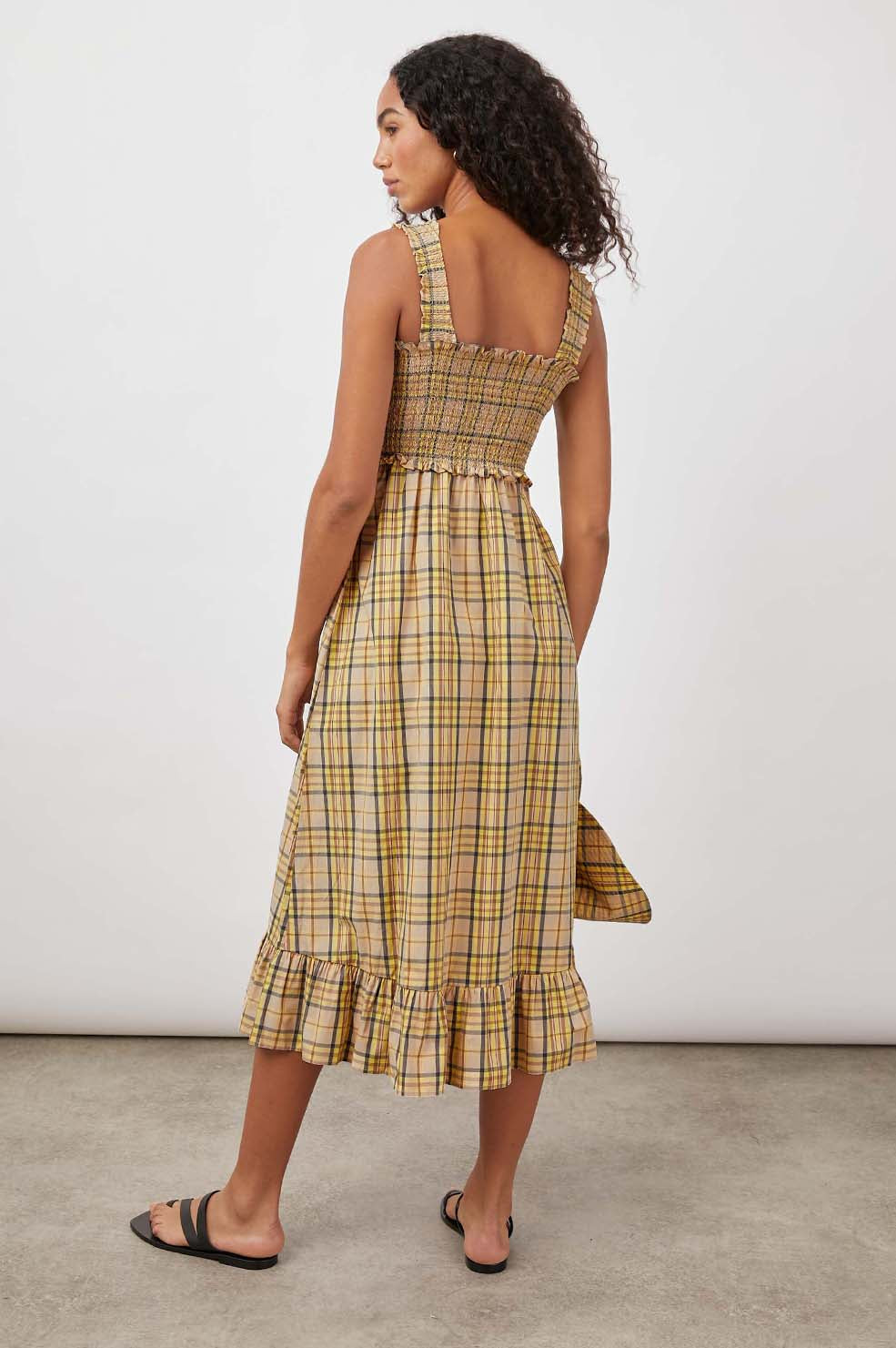 RUMI SUNFLOWER PLAID DRESS-BACK