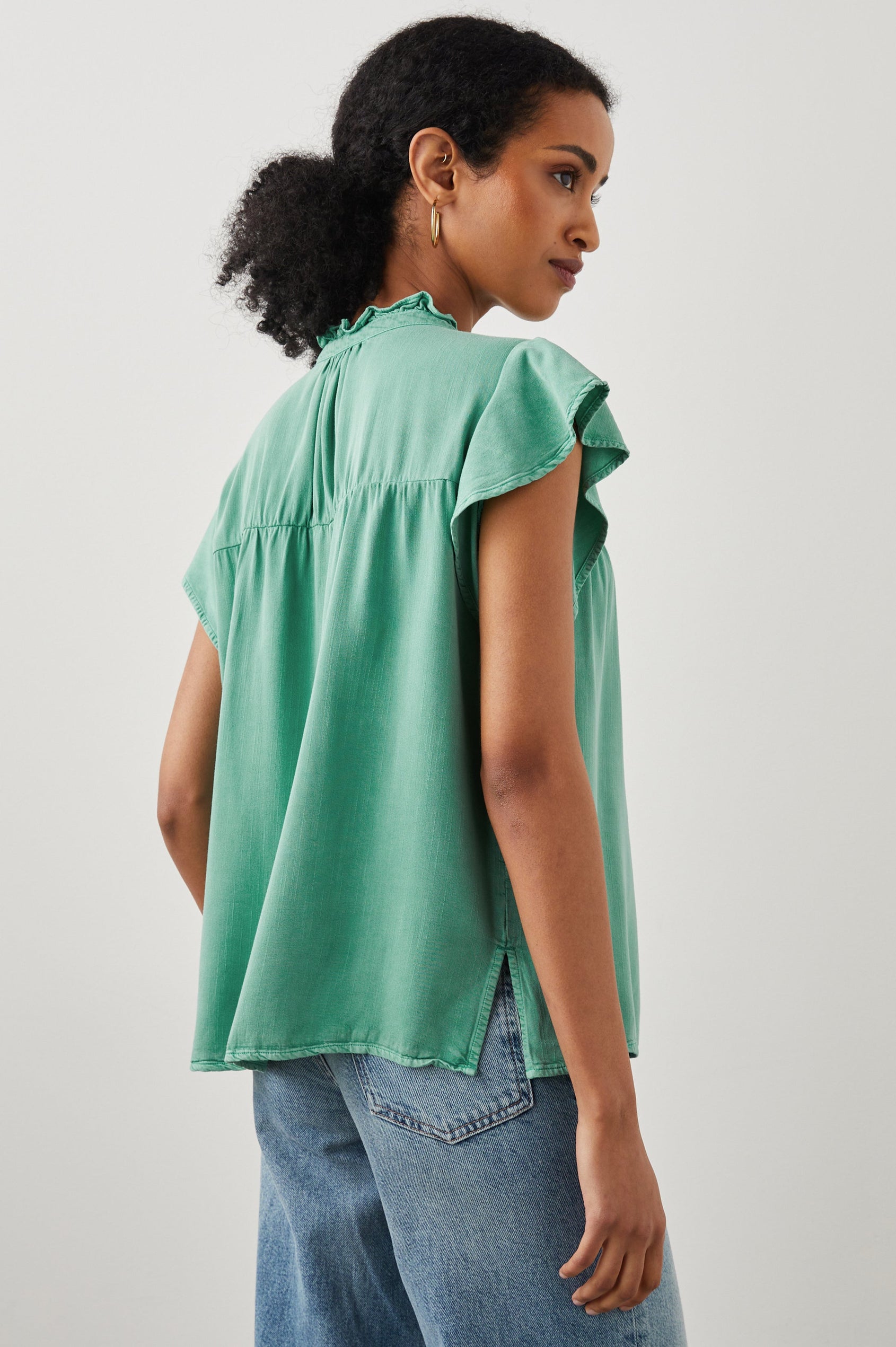 RUTHIE TOP BASIL - BACK ANGLE