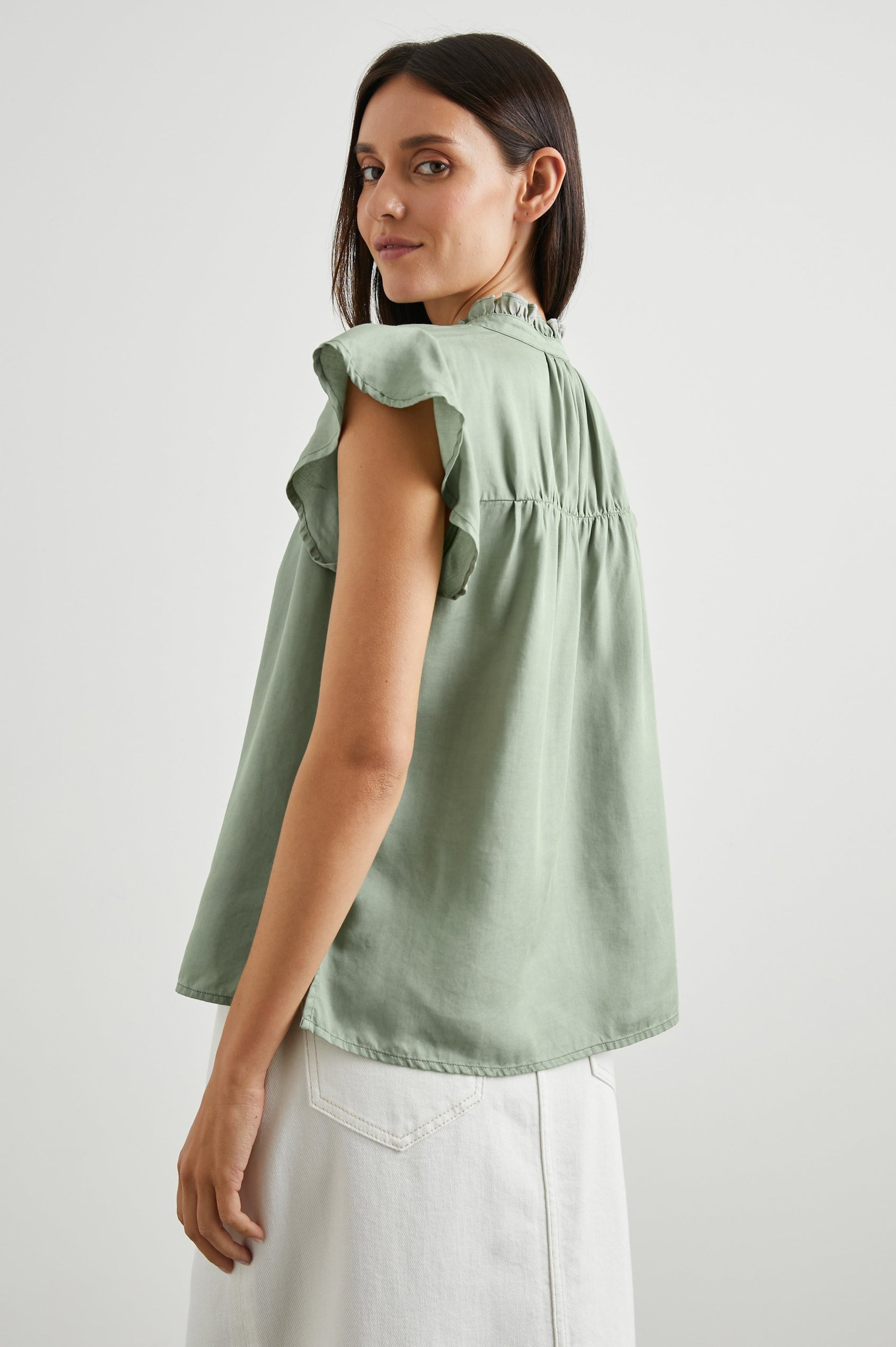 RUTHIE SHIRT - SAGE DENIM - BACK BODY