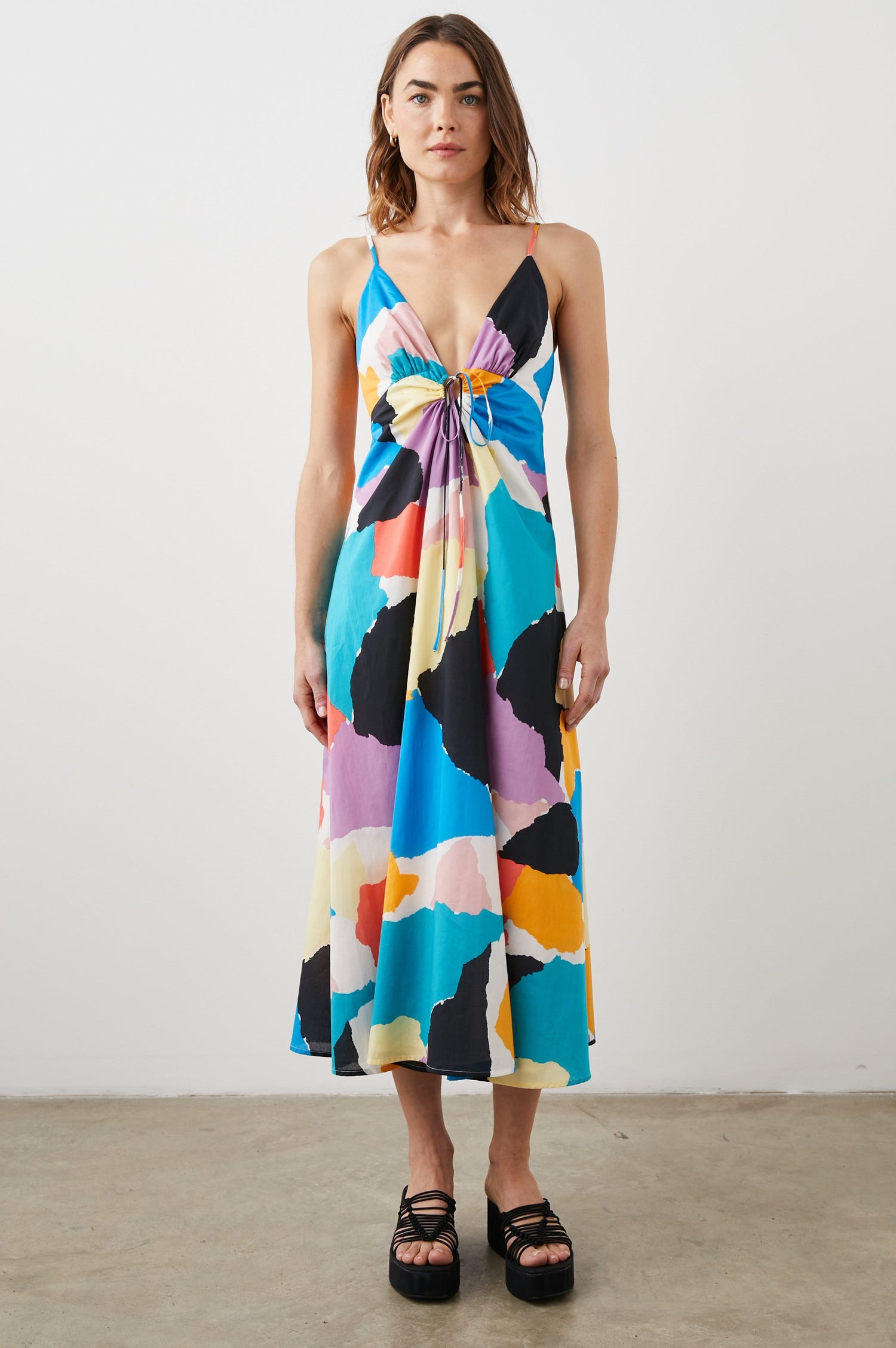 SABINA DRESS SUMMER COLOR BLOCK - FRONT FULL BODY