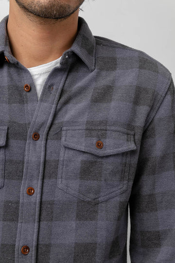 Sampson Brick Check Button Down Long Sleeve- pocket detail
