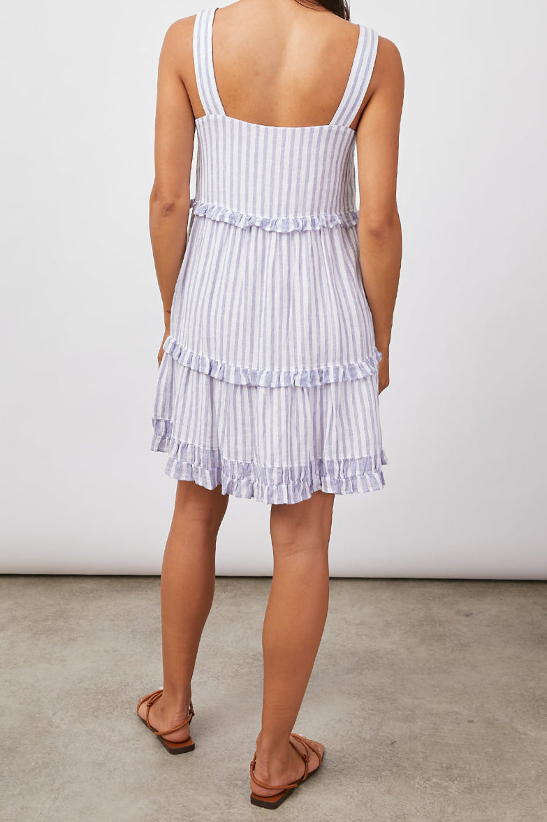 SANDY BLUE IRIS STRIPE MIX DRESS-BACK