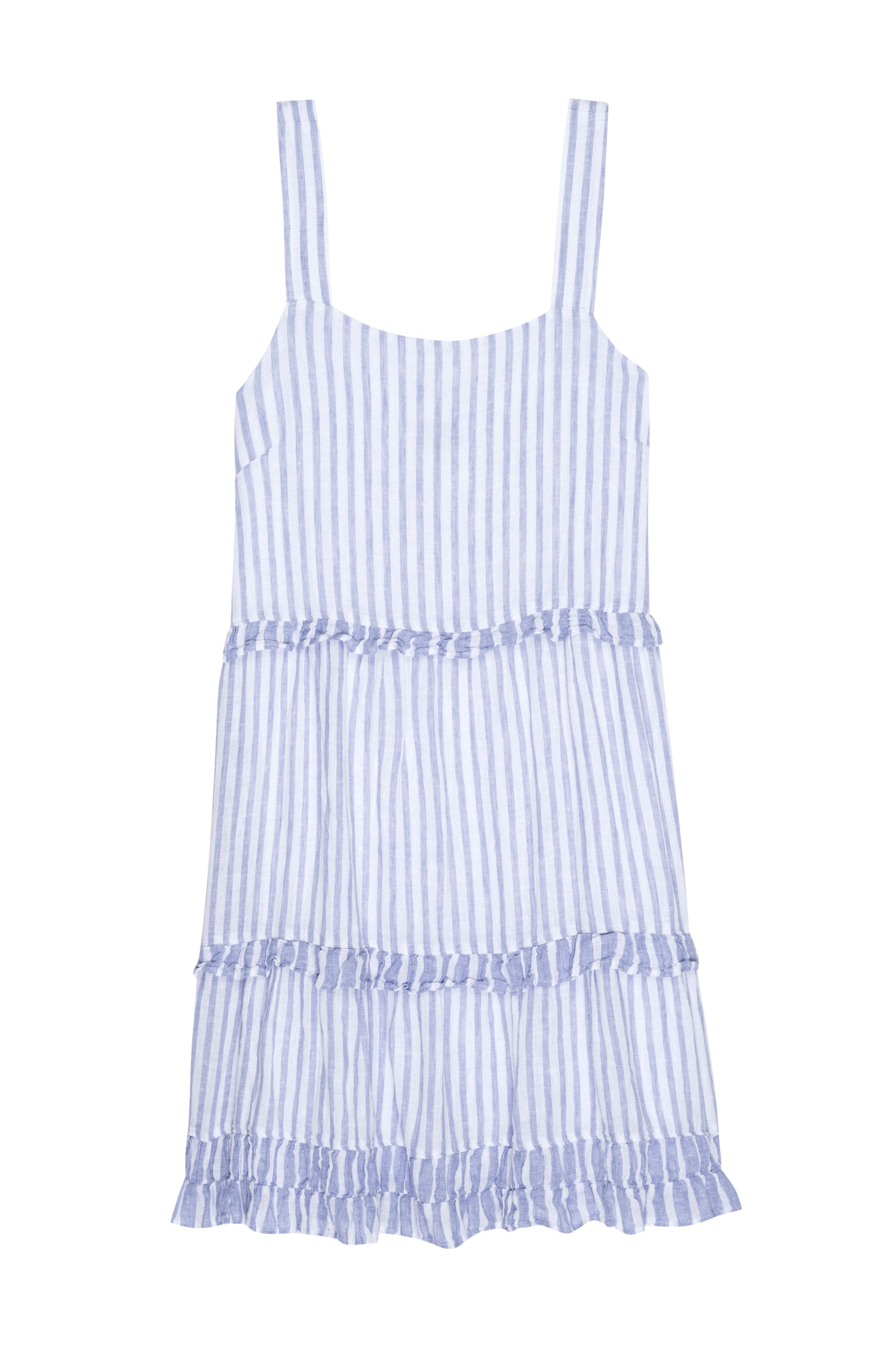 SANDY BLUE IRIS STRIPE MIX DRESS- FLAT