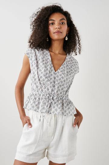 SAVI TOP WHITE BLUE IVY - FRONT