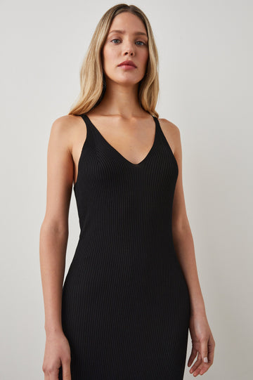 SHELBY DRESS BLACK - FRONT DETAILS