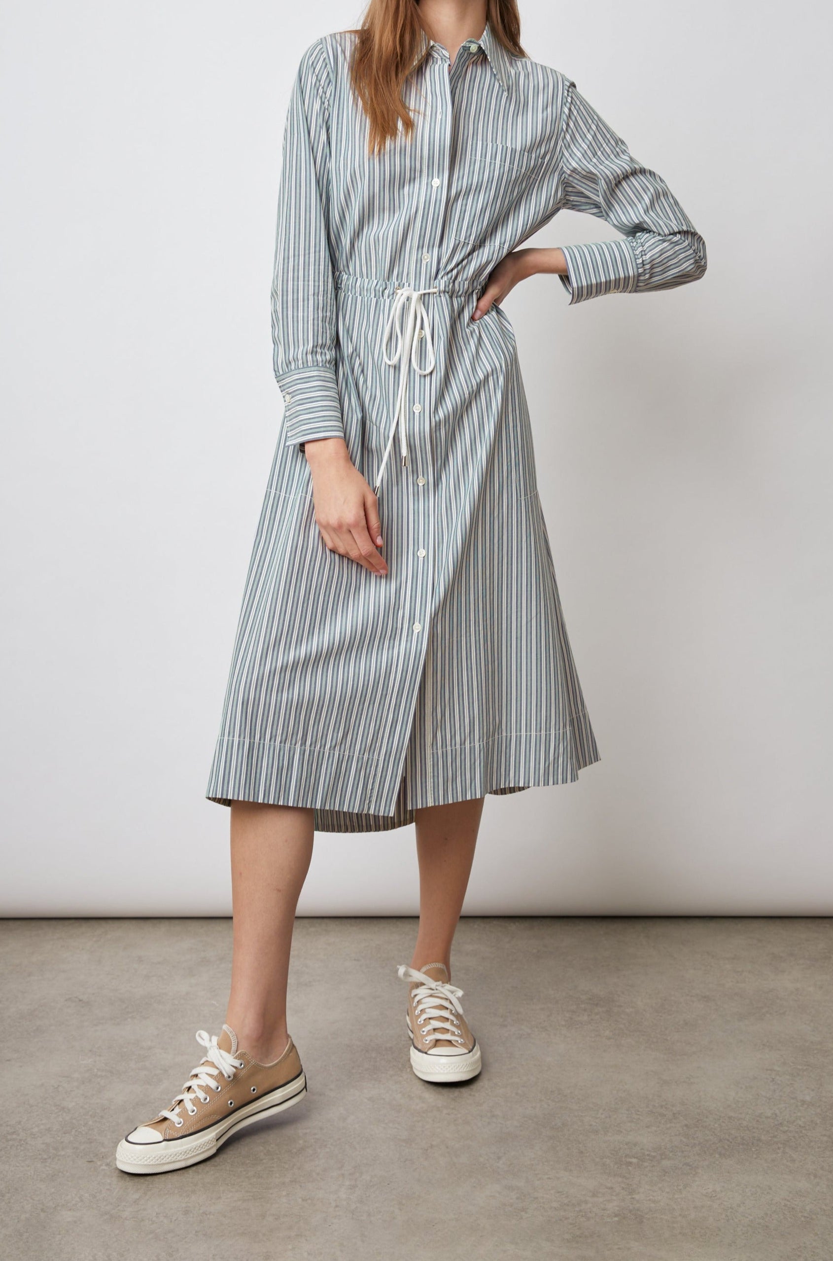 SHIVONNE DRESS BANK STRIPE - FULL FRONT BODY