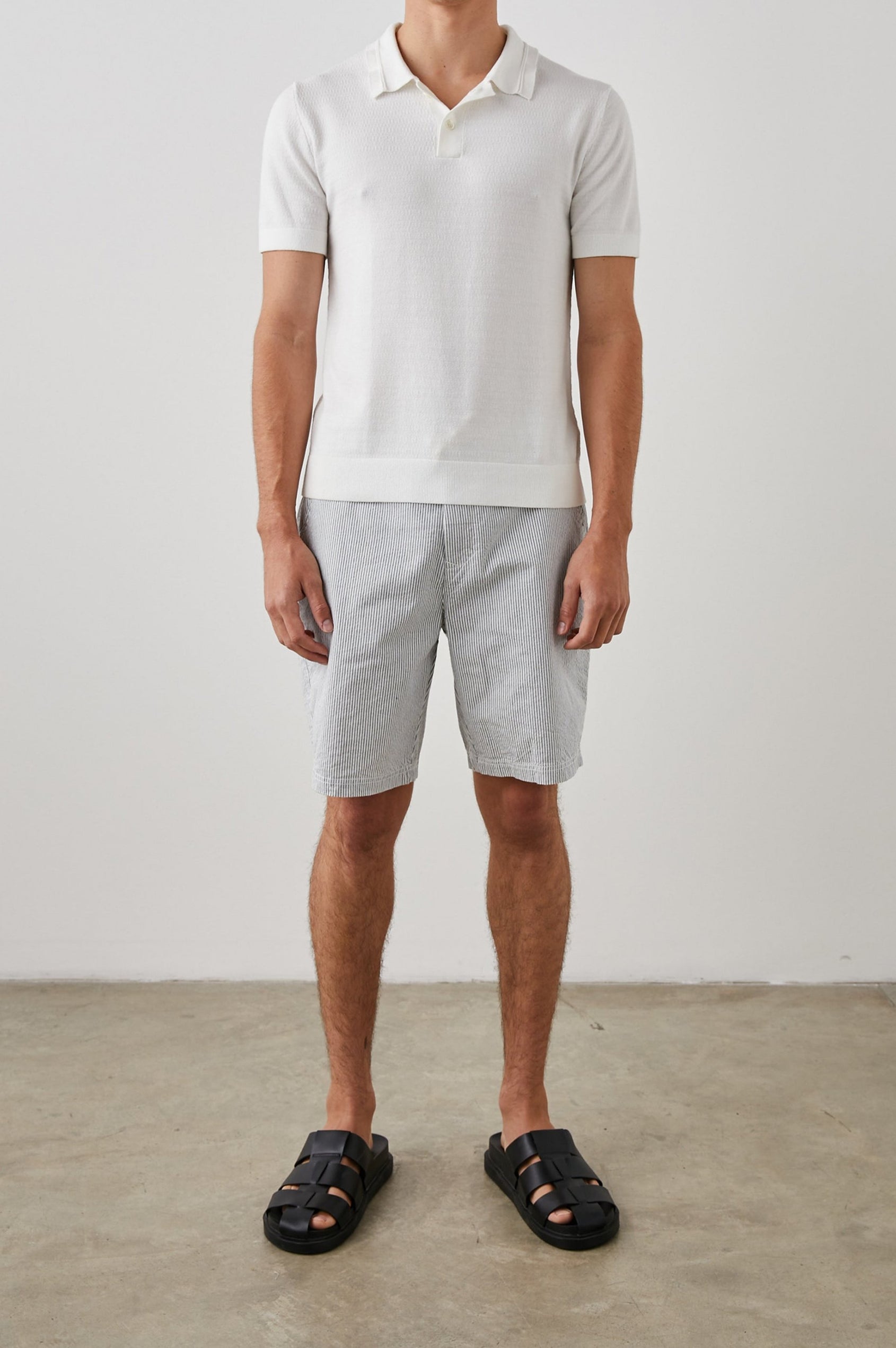 SHOREDITCH POLO SHIRT WHITE - FULL FRONT BODY