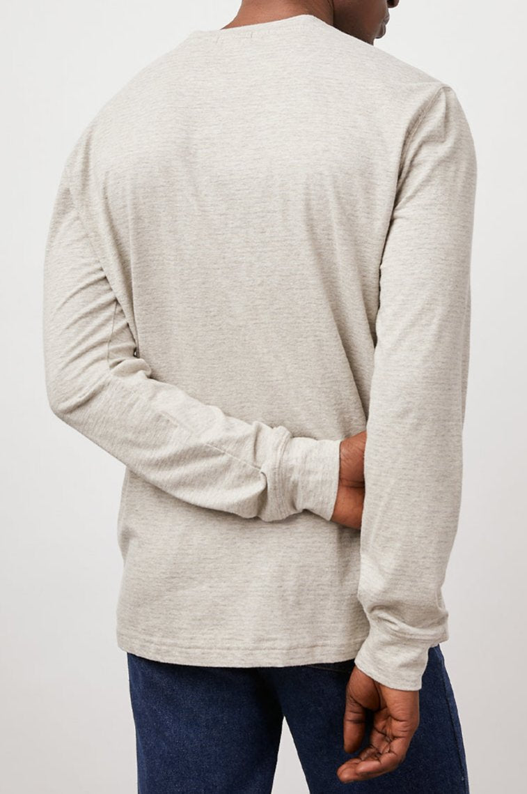 SKHI OAT MELANGE STRIPE HENLEY-BACK