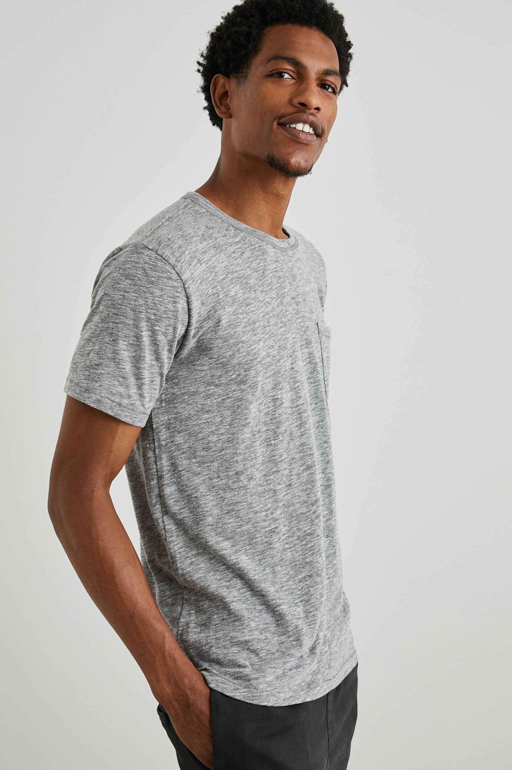SKIPPER HEATHER GREY T-SHIRT - SIDE