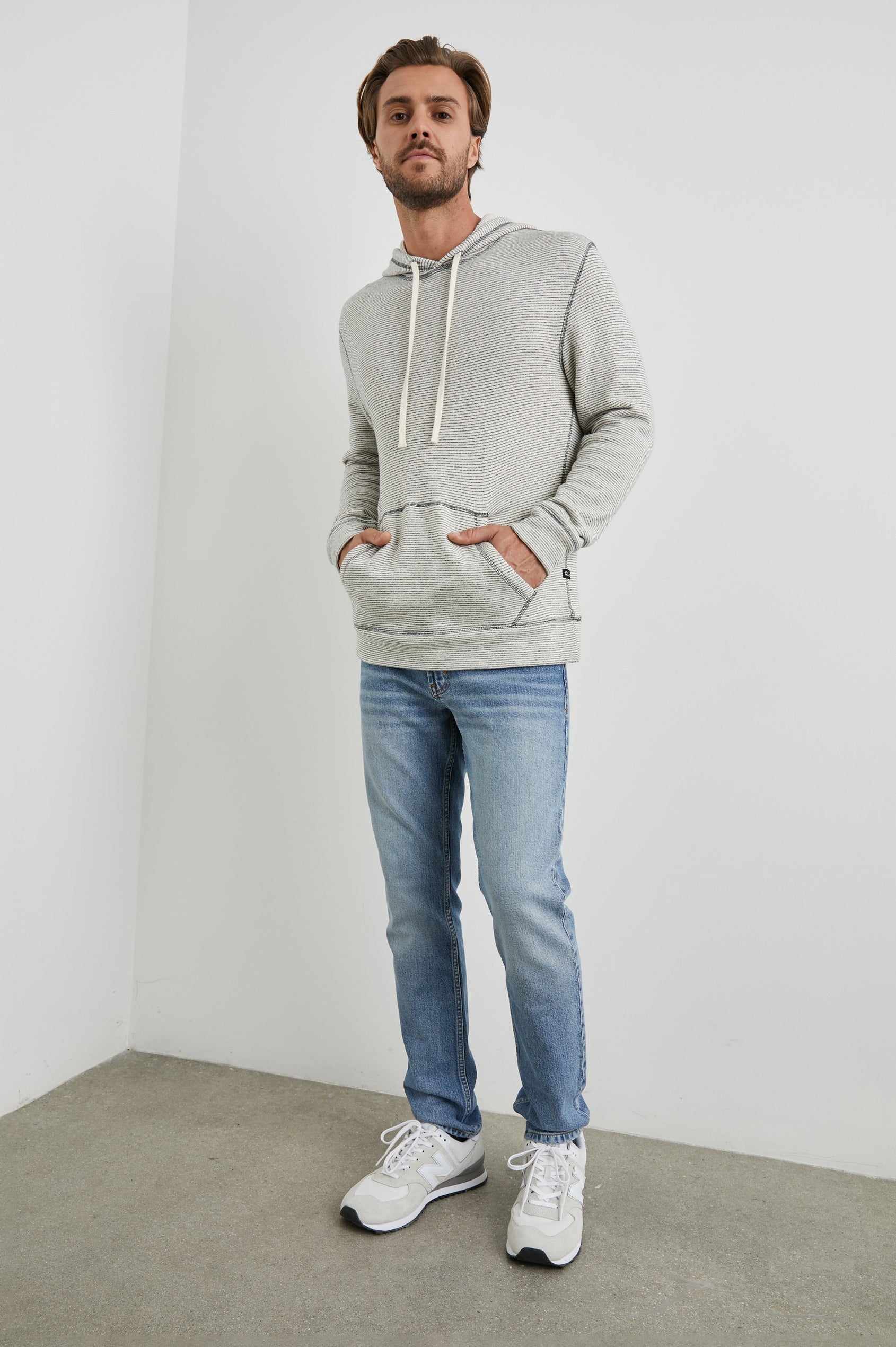 SMITH HOODIE CREAM NAVY STRIPE - FULL BODY