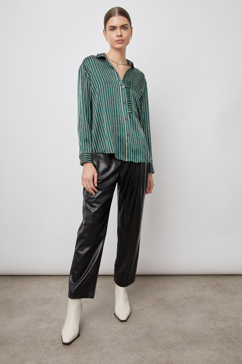 SPENCER FOREST STRIPE TOP- FULL FRONT BODY