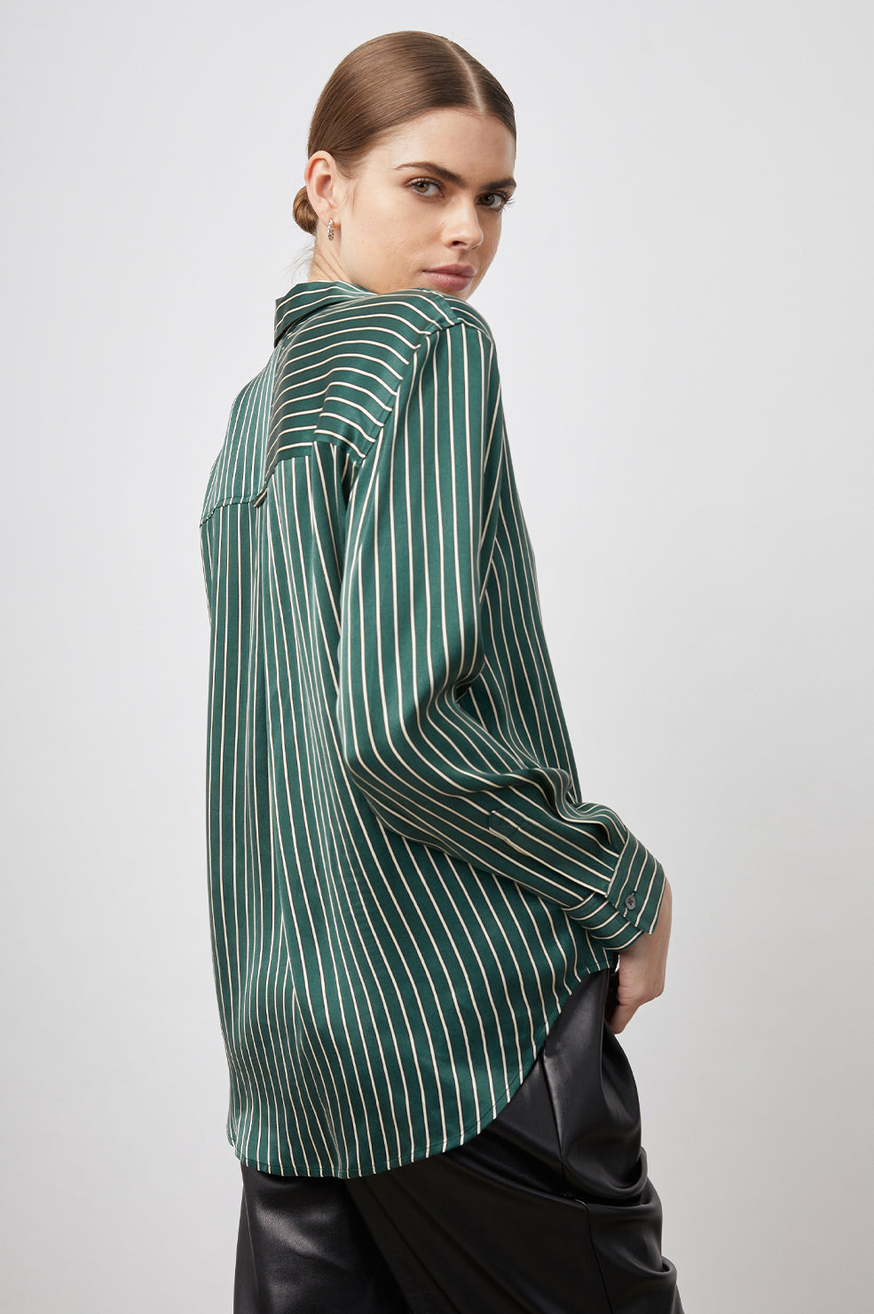 SPENCER FOREST STRIPE TOP- SIDE ANGLE