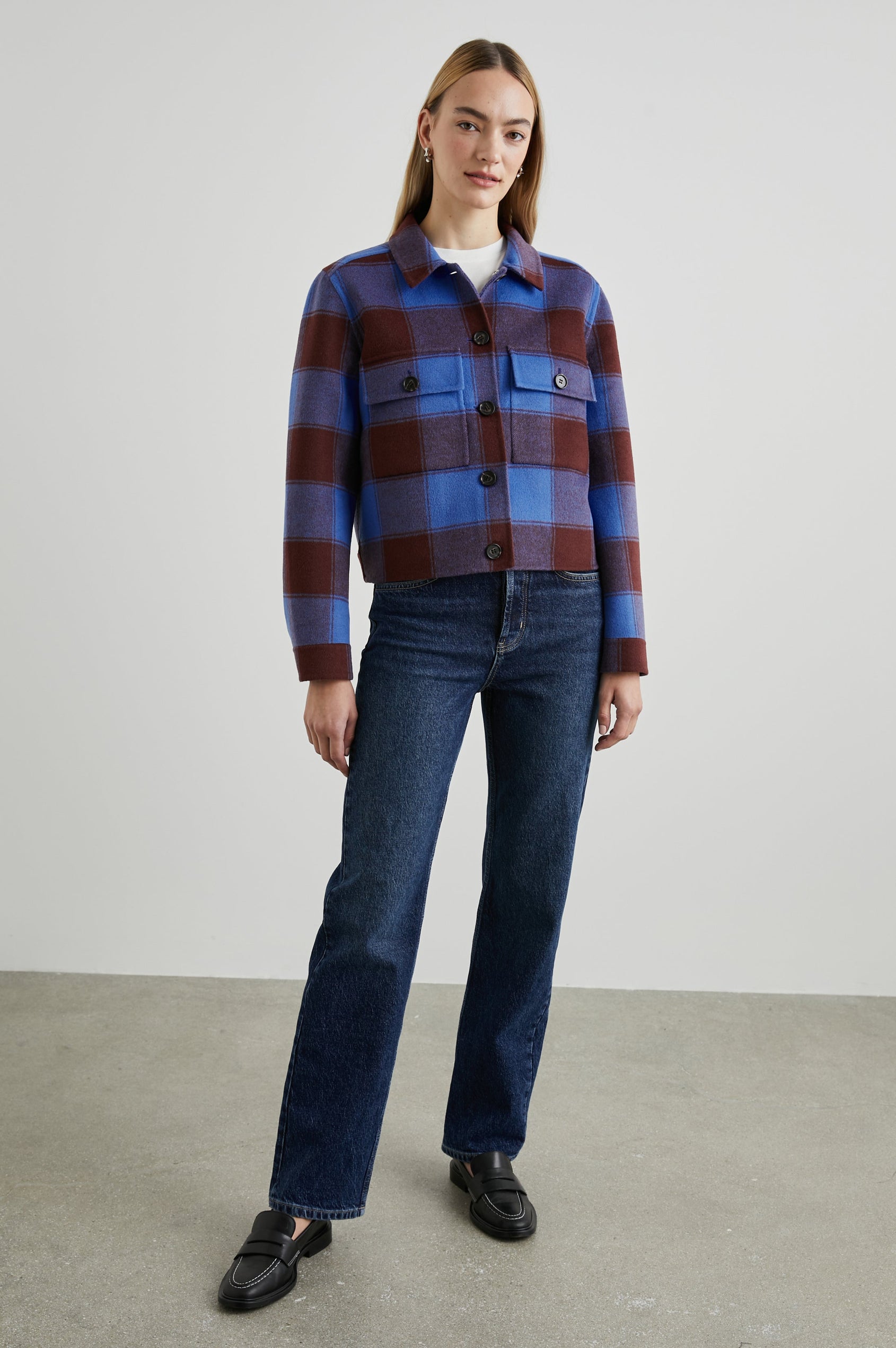 STEFFI JACKET COBALT CHOCOLATE - FULL FRONT BODY