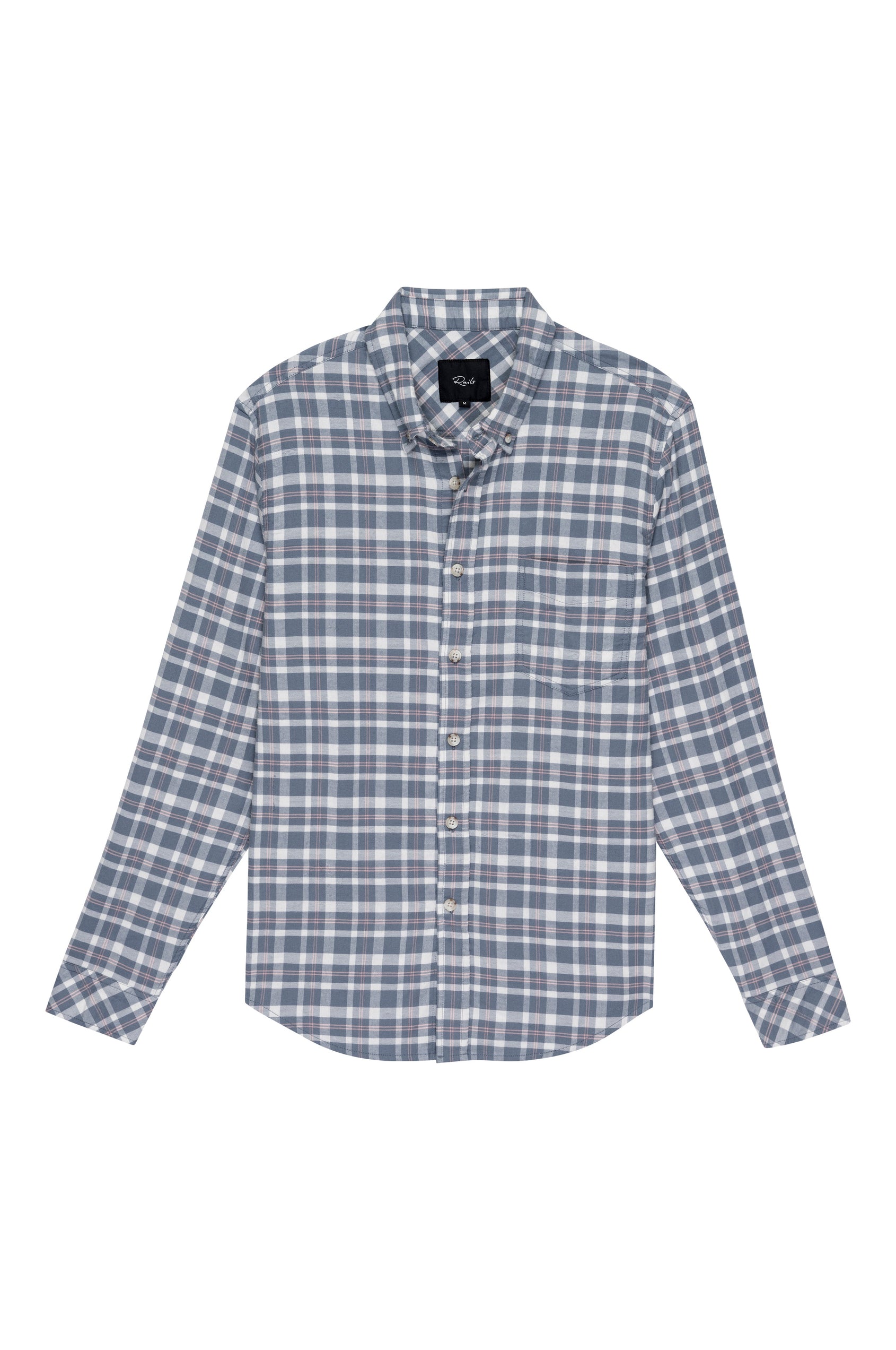STRETCH REID ATHENS FADED NAVY LONG SLEEVE BUTTON DOWN- FLAT