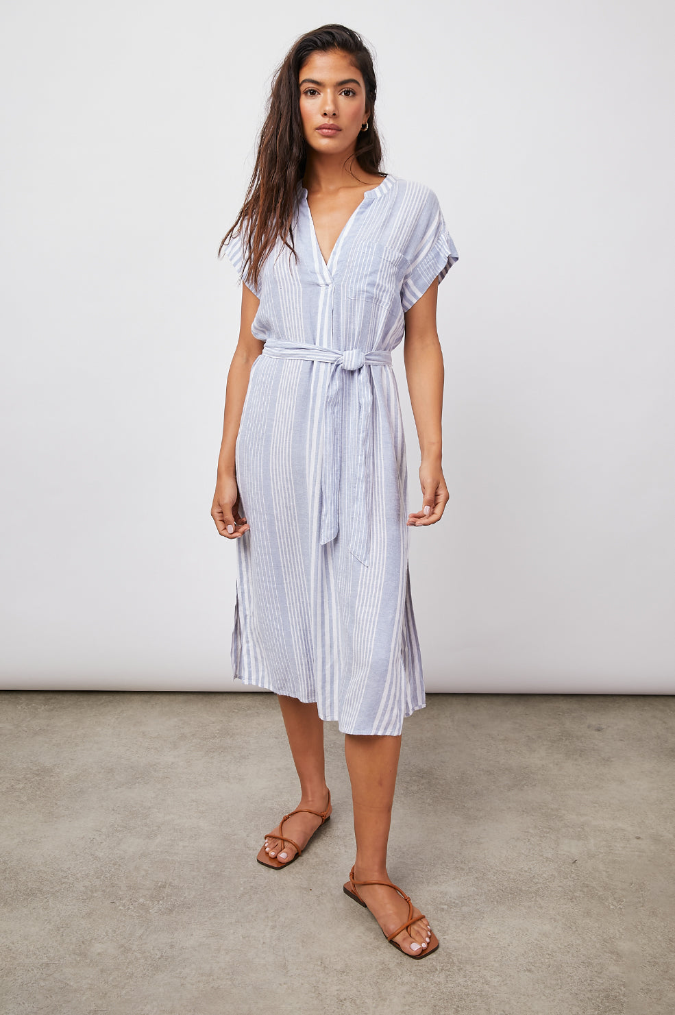 SURI BLUE DUSK STRIPE DRESS- FULL FRONT BODY