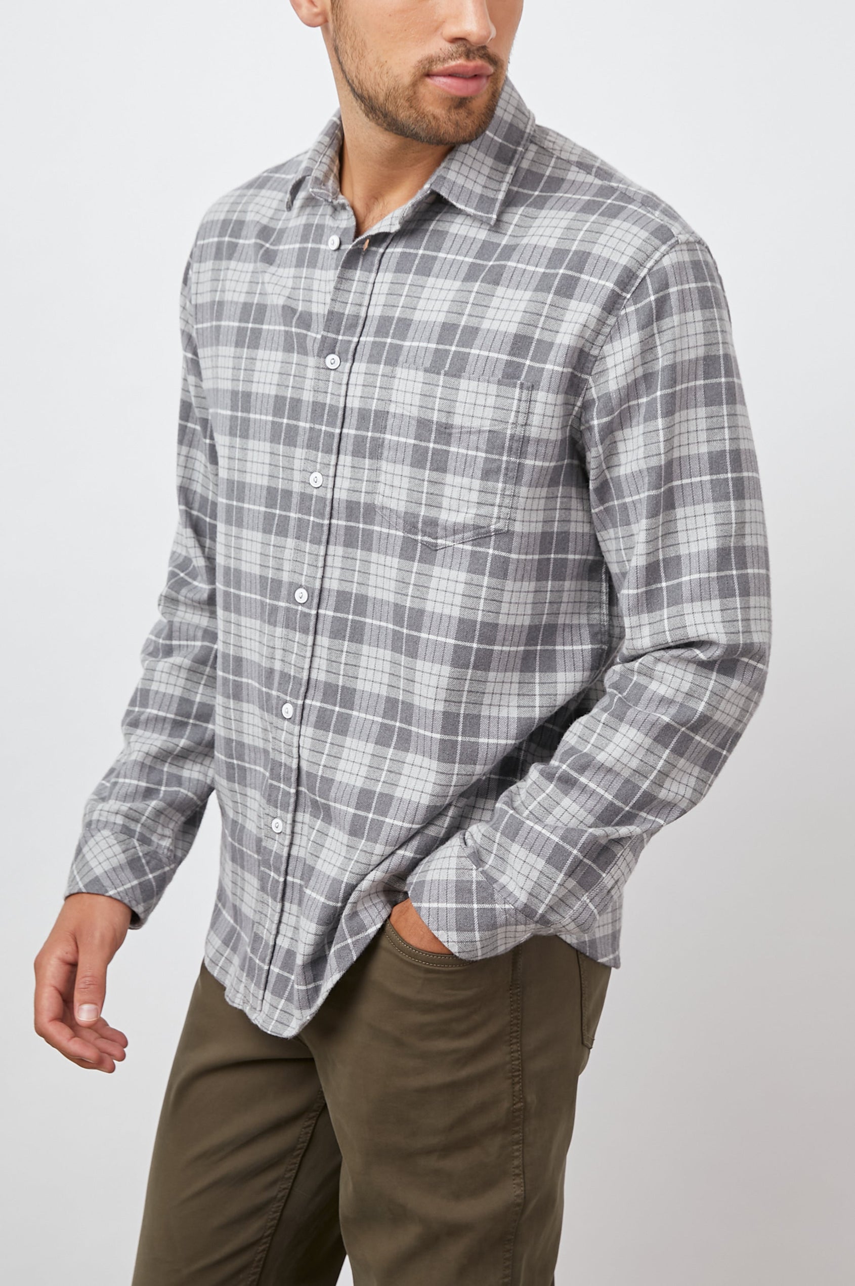 SUSSEX SHIRT - ALLOY SLATE MELANGE - FRONT